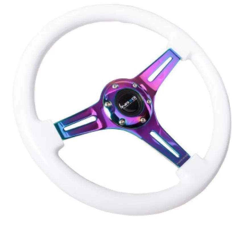 Träratt 350mm 3-ekrad Neo-Chrome Centrum Vit Ratt NRG