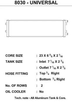 Universal ”Race-spec” Dual-pass Värmeväxlare CSF Radiators