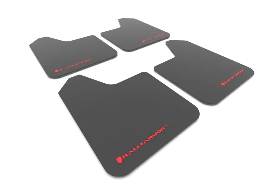 Universal UR Svarta Stänkskydd Röd Logo (4-Pack) Rally Armor